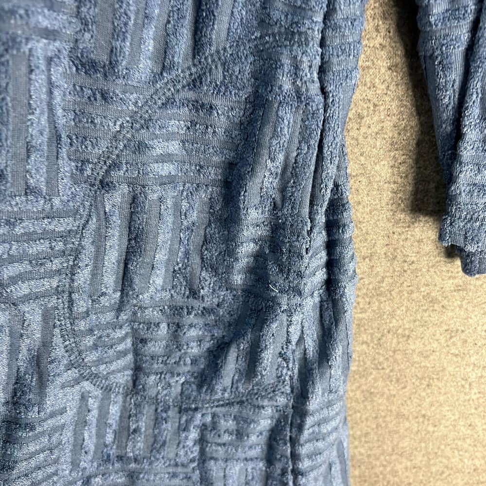 LOGO Lounge by Lori Goldstein Textured Terry Cloth Hoodie Blue Marble, X-Small - Picture 9 of 12